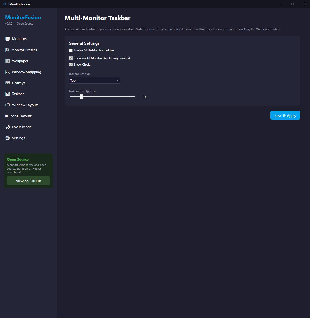 Multi-Monitor Taskbar — custom taskbar on secondary displays