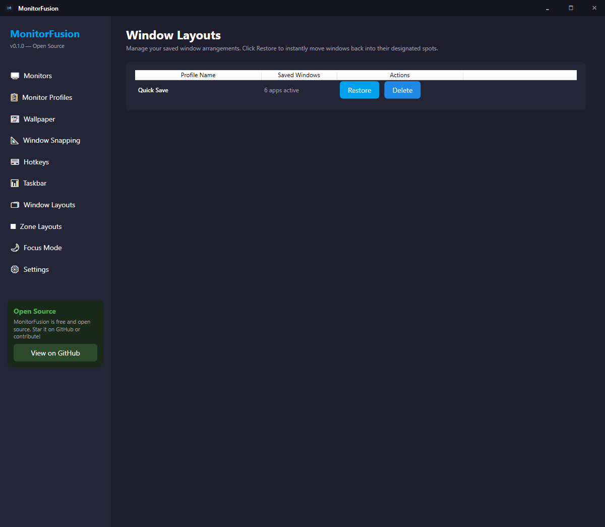 Window Layouts — save and restore all window positions at once